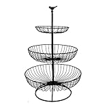 ROBAUN Obstkorb, 3-stufige Obstschale Aus Metalldraht, Abnehmbares Obsthalter Mit Großem Fassungsvermögen, Obst Etagere Zum Aufbewahren Von Obst Gemüse Brot Snacks Cupcakes-Black B