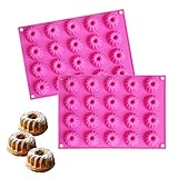 Mini gugelhupfform Silikon, 2 Stücke Mini Gugelhupfform, 20 Hohlräume Gugelhupfform Silikon, Rosa Gugelhupfform Klein, Minigugelhupfformen Silikon Geeignet für Kuchen Puddings Süßigkeiten Desserts