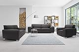 DOMO Collection Ricardo Sofa, 3-Sitzer Couch, Garnitur in Kunstleder, schwarz, 220x89x81 cm