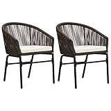 vidaXL 2X Gartenstuhl Rattansessel Gartensessel Stuhl Essstuhl Sessel Rattanstühle Gartenmöbel Armlehnstuhl Rattanmöbel Gartenstühle Braun PE Rattan