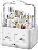 BPILOT Kosmetik-Organisatoren Acryl, Make-up-Organisator Aufbewahrungsschubladen, Hautpflege-Organisator für Kommode & Bad, staubdicht und wasserfest,Small,White