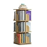 SAAKO 360 ° drehbares Bücherregal, mehrstöckig, stehend, Bücherregal, platzsparend, Eckregal, großes Fassungsvermögen, Bücherregal