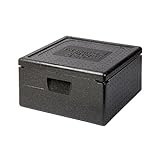 Thermo Future Box Quadratische Thermobx Kühlbox Transportbox Warmhaltebox und Isolierbox mit Deckel, Thermobox aus EPP (expandiertes Polypropylen), Schwarz, 21 l