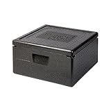 Thermo Future Box Quadratische Thermobx Kühlbox Transportbox Warmhaltebox und Isolierbox mit Deckel, Thermobox aus EPP (expandiertes Polypropylen), Schwarz, 21 l