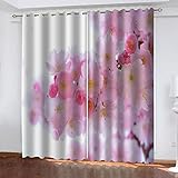 SAKKAI Verdunklungsvorhänge 3D Pinke Blume Digitaldruck Ösenvorhang 2Er Set 280X260cm (Hxb) Verdunkelungsvorhang Thermo Vorhang Blickdicht Gardinen Wohnzimmer Schlafzimmer Kinderzimmer