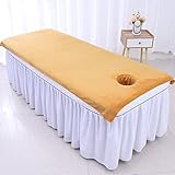 Bettlaken Schönheitssalon Bett Handtuch Bett mit Loch großes Handtuch Physiotherapie Massage Starke Wasseraufnahme ohne Haare Badetuch, lokales Gold, 80 * 180 [mit Loch] EIN Einzelgewicht 420 Gramm