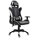 YOLEO Gaming Stuhl, bequemer Gaming Sessel 150 kg Belastbarkeit, Kunstleder PC Stuhl drehbar höhenverstellbar Gaming Chair mit Kopfstütze