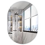 Dripex Ovaler Wandspiegel 50 * 70cm mit Aluminiumrahmen,dekorativer HD Wandspiegel Schminkspiegel für Badzimmer/Ankleidezimmer/Wohnzimmer,unbrechbarer Spiegel (Weiß)