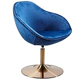 FineBuy Loungesessel SIRAN 70 x 79 x 70 cm Design Drehstuhl Blau | Clubsessel Polsterstuhl mit Armlehne | Drehsessel Cocktailsessel Lounge | Barsessel Besucherstuhl | Sessel mit Stoffbezug