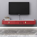 An der Wand montiertes TV-Gerät, schwebendes TV-Ständer-Komponentenregal, wandmontierte TV-Schrankkonsole, hölzernes Videoregal, für Schlafzimmer/Wohnzimmer/140 cm, Rot/Rot