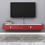 An der Wand montiertes TV-Gerät, schwebendes TV-Ständer-Komponentenregal, wandmontierte TV-Schrankkonsole, hölzernes Videoregal, für Schlafzimmer/Wohnzimmer/140 cm, Rot/Rot