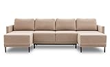 BETTSO -Ecksofa mit Schlaffunktion mit Bettkasten Sofa Couch U-Form Polstergarnitur Wohnlandschaft Polstersofa (290x157x90cm) Layla U Beige