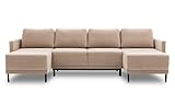 BETTSO -Ecksofa mit Schlaffunktion mit Bettkasten Sofa Couch U-Form Polstergarnitur Wohnlandschaft Polstersofa (290x157x90cm) Layla U Beige