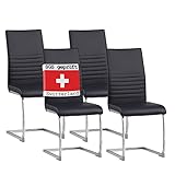 ALBATROS Freischwinger Stuhl BURANO 4er Set, Schwarz - Esszimmerstuhl Schwingstuhl mit Modernem Design und Kunstleder-Bezug - Küchenstuhl, Polster-Stuhl Esszimmer, Esstisch Stuhl