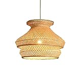 LQZCXMF Nordic Bamboo Woven Lamp Hängelampe Einzigartiger Design-Kronleuchter Handgefertigter Gewebter Hängender Deckenlampenschirm Hängelampe Aus Bambusgeflecht Für Bauernhaus Esszimmer Wohnzimmer