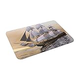 HAOSOFT Badematte Maritim 742 rutschfest Badvorleger Flauschige Badezimmerteppich Weicher Badteppich, 40x60cm