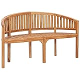 KOIECETA Teak Massiv Bananenbank 2-Sitzer Gartenbank Sitzbank Holzbank Parkbank Affenbank Terassenbank Balkonbank Bank Outdoor 120cm (151 x 62 x 86 cm)