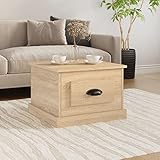 JUNZAI Couchtisch, Wohnzimmertisch, Coffee Table, Living Room Table, Beistelltisch, Kleiner Tisch, Sofatisch, Telefontisch, Sofa Tisch, Sonoma-Eiche 50x50x35 cm Holzwerkstoff