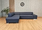 Quattro Meble Blaues Kobalt Echtleder Ecksofa London II 275 x 200 Sofa Couch mit Bettfunktion und Bettkasten Leder Echt Leder Eck Couch viele Farben (200x275cm Ecke Links)