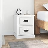 JUNZAI Nachttisch, Nachtschrank, Nachtkästchen, Bedside Table, Komodenschrank, Nachtkommode, Beistelltisch, Nightstand, Schlafzimmer Möbel, Hochglanz-Weiß 39x39x47,5 cm Holzwerkstoff