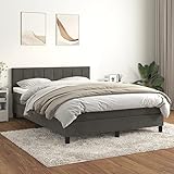 ZEYUAN Boxspringbett mit Matratze, Bettrahmen, Betten, Bettgestell, Jugendbett, Bed Frame, Schlafzimmer Bett, Betten Für Teenager, Dunkelgrau 140x200 cm Samt