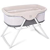 GOPLUS Babybett, Beistellbett Baby, Reisebett mit Matratze, Stubenwagen, Babywiege, mit Schaukelfunktion, Faltbar, Transporttasche, Herausnehmbare waschbare Matratze, belastbar 15kg (Grau)