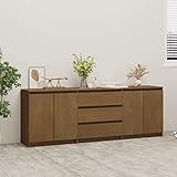 JUNZAI Beistellschrank, Komodenschrank Sideboard, Konsolenschrank, Teeschrank, Büro Kommode, Honigbraun 180x36x65 cm Massivholz Kiefer
