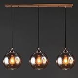 SYUFRE Minimalistische nordische lange Pendelleuchte, Glaskugel-Kronleuchter, Einzelkopf-Hängeleuchte, lange Linie, kleine Pendelleuchte, Schlafzimmer, Nachttisch, kleiner Kronleuchter, E27, 3-flammig