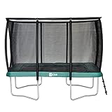 Etan Premium Outdoor Trampolin mit Sicherheitsnetz Deluxe -Gartentrampolin mit extra starkem deutschem PVC -Kindertrampolin mit UV-beständiges Randabdeckung und Netz- Rechteckig - Grün - 310x232 cm