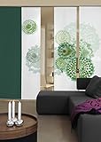 3-teiliger Flächen-Schiebevorhang Emotion Textiles Batikblume flaschegrün 180 x 260 cm