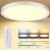 Asstikoo Dimmbar LED Deckenleuchte, Aluminiumlegierung 24W 2400LM Ultra Dünn Deckenlampe, Ø30x2cm Deckenbeleuchtung Flach Dimmbar mit Fernbedienung, IP44 Flimmerfreie Rund Badlampe 3000K-6500K (Weiß)
