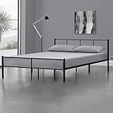 [en.casa] Metallbett 180x200 cm Bettgestell mit Lattenrost Bettrahmen Stahl Schwarz