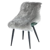 iHeroo Faux Lammfell Schaffell Teppich, 60x90 cm Weicher Flauschiger Teppich Wohnzimmer, Longhair Fell Optik, Lammfellimitat Carpet für Stühle Sofa Schlafzimmer Kinderzimmer, Grau