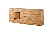 MASSIVMOEBEL24.DE | Kitzbühel Sideboard aus Massivholz #128 | aus Wildeichenholz -Natur geölt/lackiert | 160x43,5x80 cm | 3 Schubladen & 2 Fächer | Massive Kommode