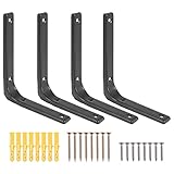Kamenda 4-teiliges Set Regalhalter aus Eisen, robuste Regalhalterung von 6 x 5 Zoll, dekorative Eckhalterung, Schwarz
