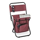 Relaxdays Campinghocker mit Tasche, faltbar, mit Lehne, Camping, Garten, tragbarer Klapphocker, HBT 60x35x35 cm, rot, 10036796