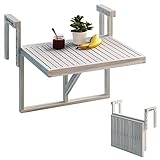 INTERBUILD Stockholm balkontisch verstellbar 60 x 43 cm FSC Akazien Holz klapptisch Balkon Bio-Weiß balkontisch klappbar