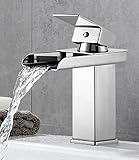 FAOKZE Waschtischarmatur,Waschbecken Wasserhahn,Entenschnabel Wasserhahn für Badezimmer,Wasserhahn Waschbecken mit schönem Design,Wasserhahn Badebecken für kaltes und heißes Wasser,Chrom