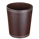 LVPY Abfalleimer – Leder Papierkorb für Büro, Badezimmer, Wohnzimmer und Mehr, Ø 24.5cm,Kaffee,7L