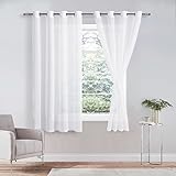 DWCN Sheer Voile Vorhang Transparente Gardine mit Ösen 2 Stücke Ösenschal für Wohnzimmer, Babyroom，Schlafzimmer, Weiß, 160x140cm(HxB)