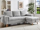 Vente-unique Ecksofa mit Schlaffunktion & Bettkasten + Sessel - Stoff - Hellgrau - KORI
