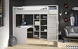 Higher Homeline Parisot 1A - Hochbett mit integr. Schreibtisch & Kleiderschrank 90 x 200cm