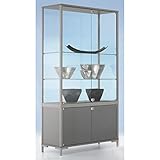 BST LINK Staufachvitrine - Verglasung 4-seitig, mit Unterschrank - HxBxT 1860 x 800 x 400 mm - Glasschrank Glasschränke Glasvitrine Sortimentskasten Staufachvitrine Staufachvitrinen Vitrine