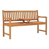 MATTUI Möbel 3-Sitzer Gartenbank mit Tisch 150 cm massiv Teakholz