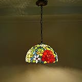 EMISOO Kronleuchter im Tiffany-Stil, zweifarbige rosafarbene Deckenpendelleuchte aus Buntglas für Wohnzimmer, Schlafzimmer, Esszimmer, Kücheninsel, Flur, 30 cm