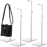 Maitys 4 Stück Geldbörsen-Displayständer, verstellbare Höhe, Handtaschen-Display-Ständer, Metalltasche, Display-Rack, Handtaschenständer, einzelner Haken, Taschenständer für Boutique Store (Silber)