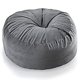 Aiire Riesiger Sitzsack aus Samt, 150 cm, Modell XXL mit Füllung für Gamer oder Jugendzimmer, Bean Bag Chair oder Hocker, groß, Grau