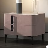 WOLWES Nachtschrank, Nachttisch Modern, Beistelltisch mit Schublade, Beistelltisch mit Marmorplatte, für Schlafzimmer (Color : Pink, Size : 19.7 * 15.7 * 19.7in)