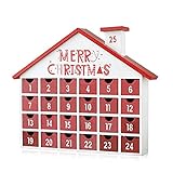 Weihnachten Holz Adventskalender Haus mit Aufbewahrungsschubladen LED beleuchtet Countdown Nummer Ornament Ferienhaus Desktop Dekoration Geschenk Holz Hausnummern