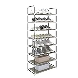 WOLTU Schuhregal Schuhablage Schuhständer Steckregal, XXL 8 Schichte Stoffregal Schuhschrank für 24 Paar Schuhe, Grau 60x29x140 cm SR0009